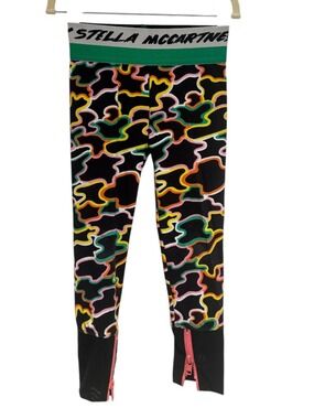 STELLA MCCARTNEY black abstract print Athleisure leggings - size 5